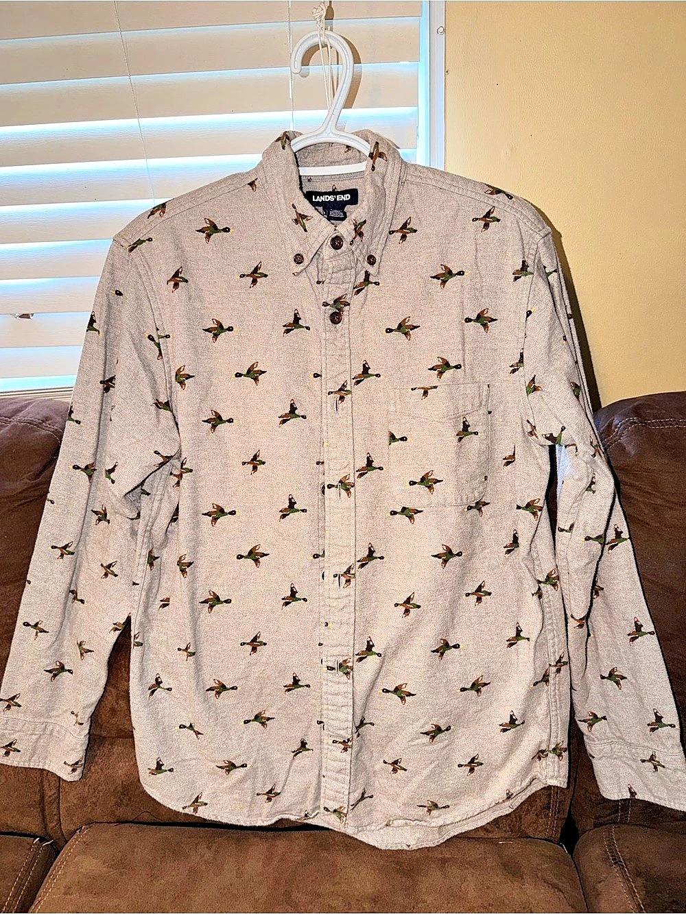 Lands' End Men's Cotton Printed Button Down Size 14-141⁄2